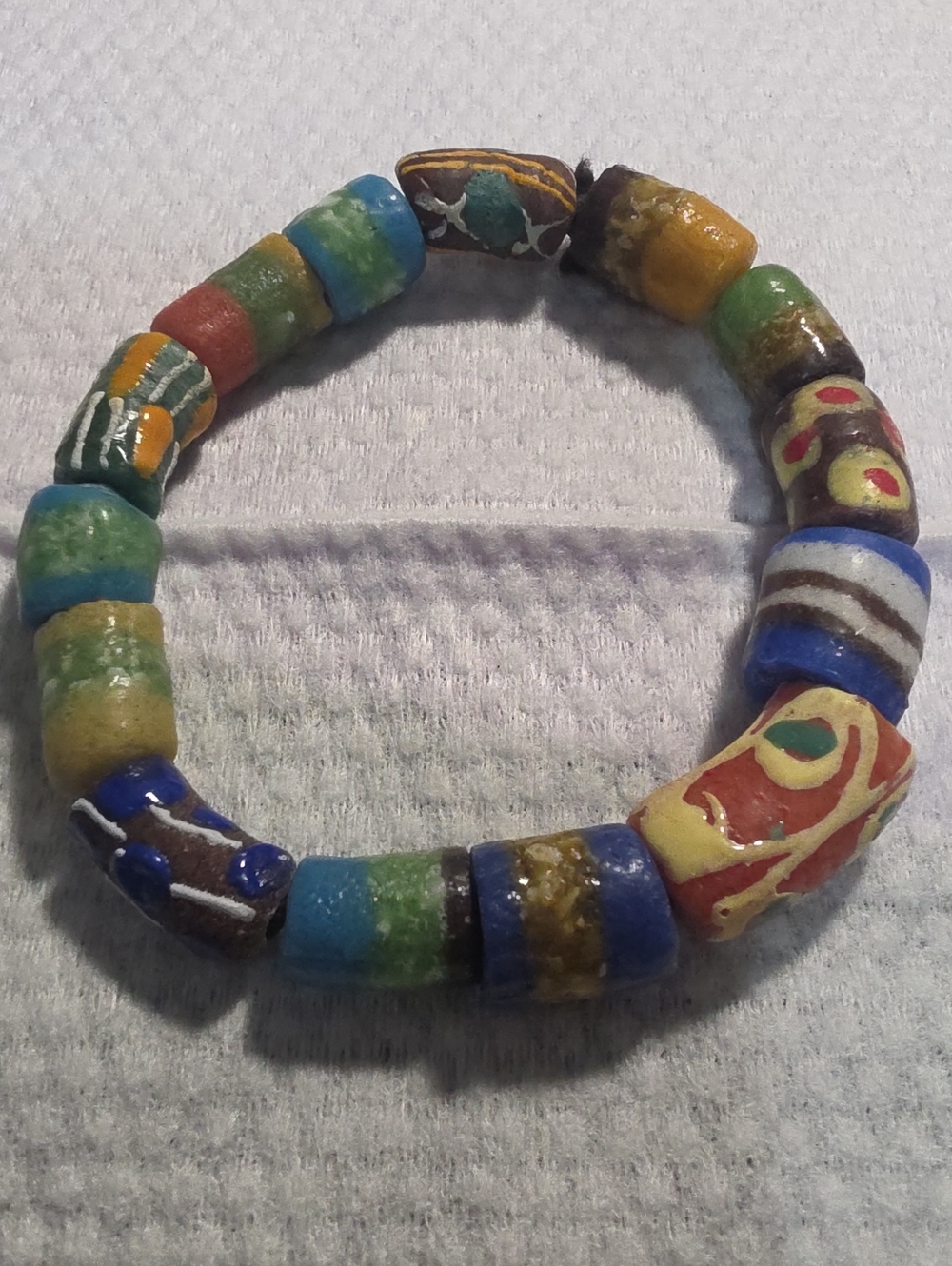 Ghanaian Krobo powder glass trade bead bracelet